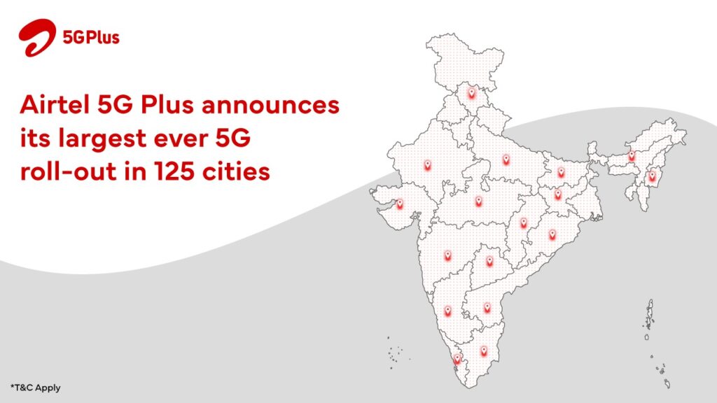 एयरटेल ने एक साथ 125 शहरों में 5जी लॉन्च की घोषणा की, अब तक का सबसे बड़ा रोल आउट